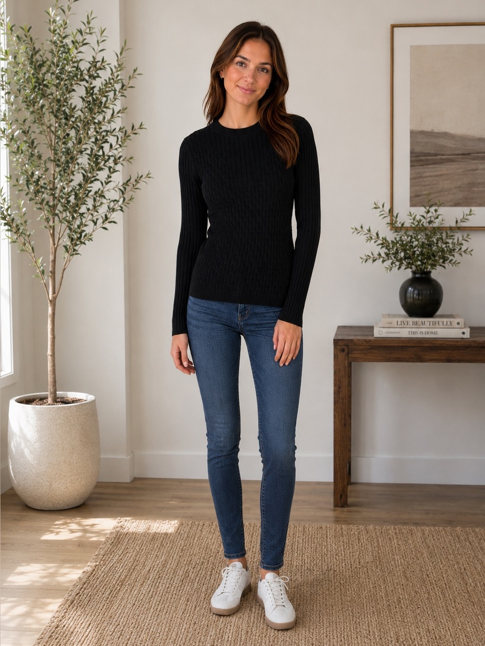 NWT Club Monaco Black Textured Knit Sweater